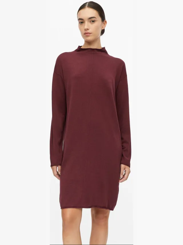 S.Oliver female - Fijn gebreide jurk van een viscose-mix met omgeslagen zoom bordeaux