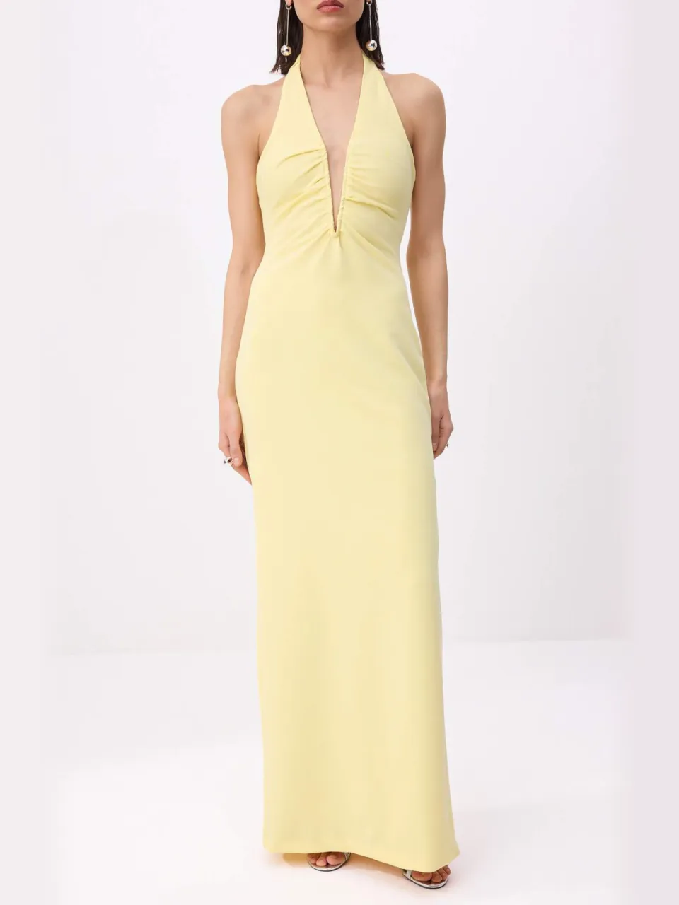 Trendyol TRENDYOLMİLLA Dames Geel Effen Maxi Mouwloos Recht Avond & Gala Jurk, foto 2