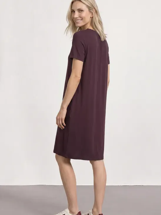 Street One Knielange jersey jurk met ronde hals rood, foto 2