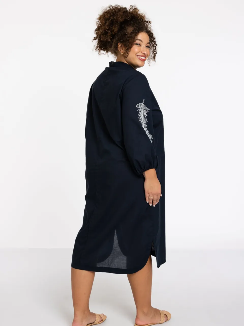 Yoek Geborduurde blouse-jurk SOFT | Blauw, foto 3