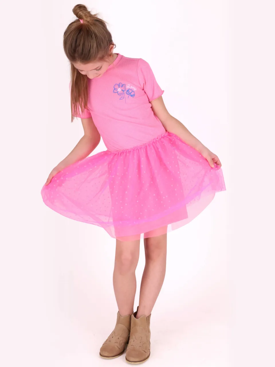 B.Nosy midi jurk met stippen roze, foto 3