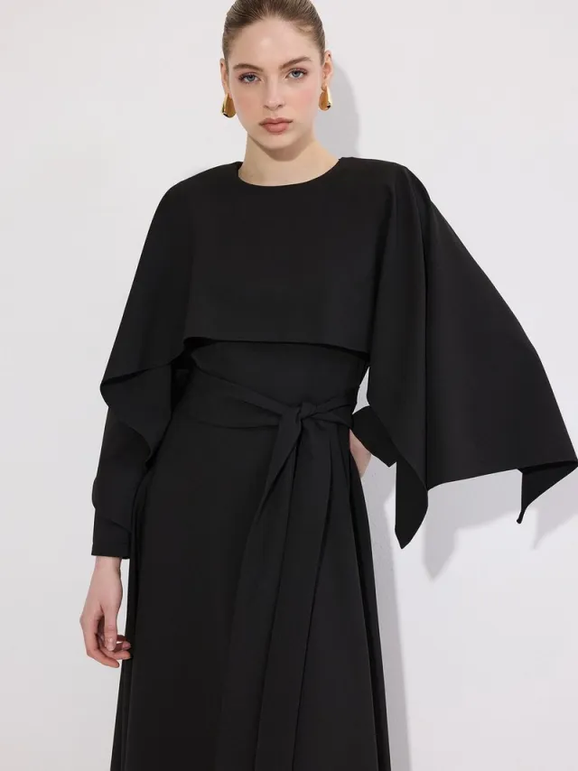 TOUCHÉ PRIVÉ Capejurk met riem - Zwart - Dames