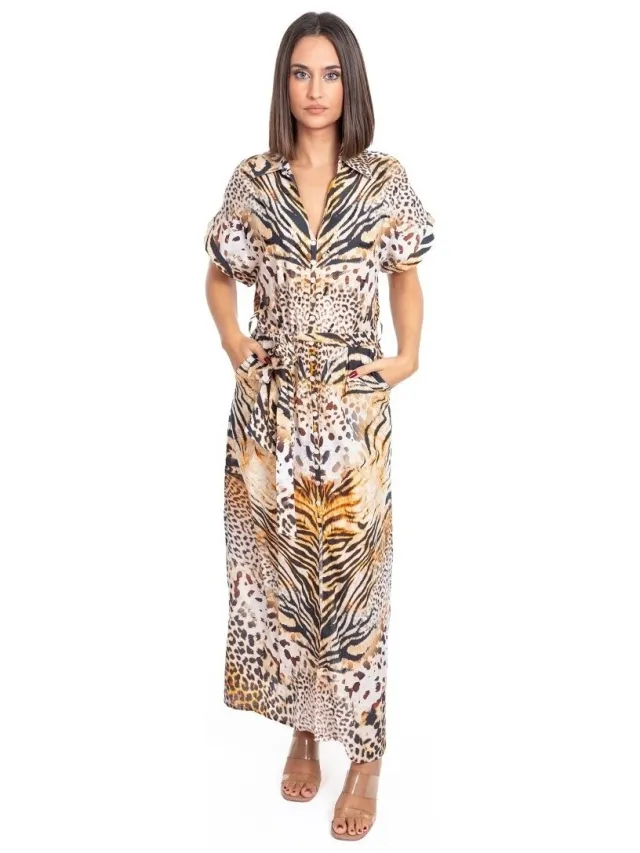 Isla Bonita By Sigris Lange Jurk Isla Bonita By Sigris Lange Midi-Jurk Goud