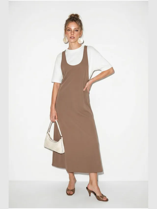 Bianco Lucci Dames midi-jurk Mokka