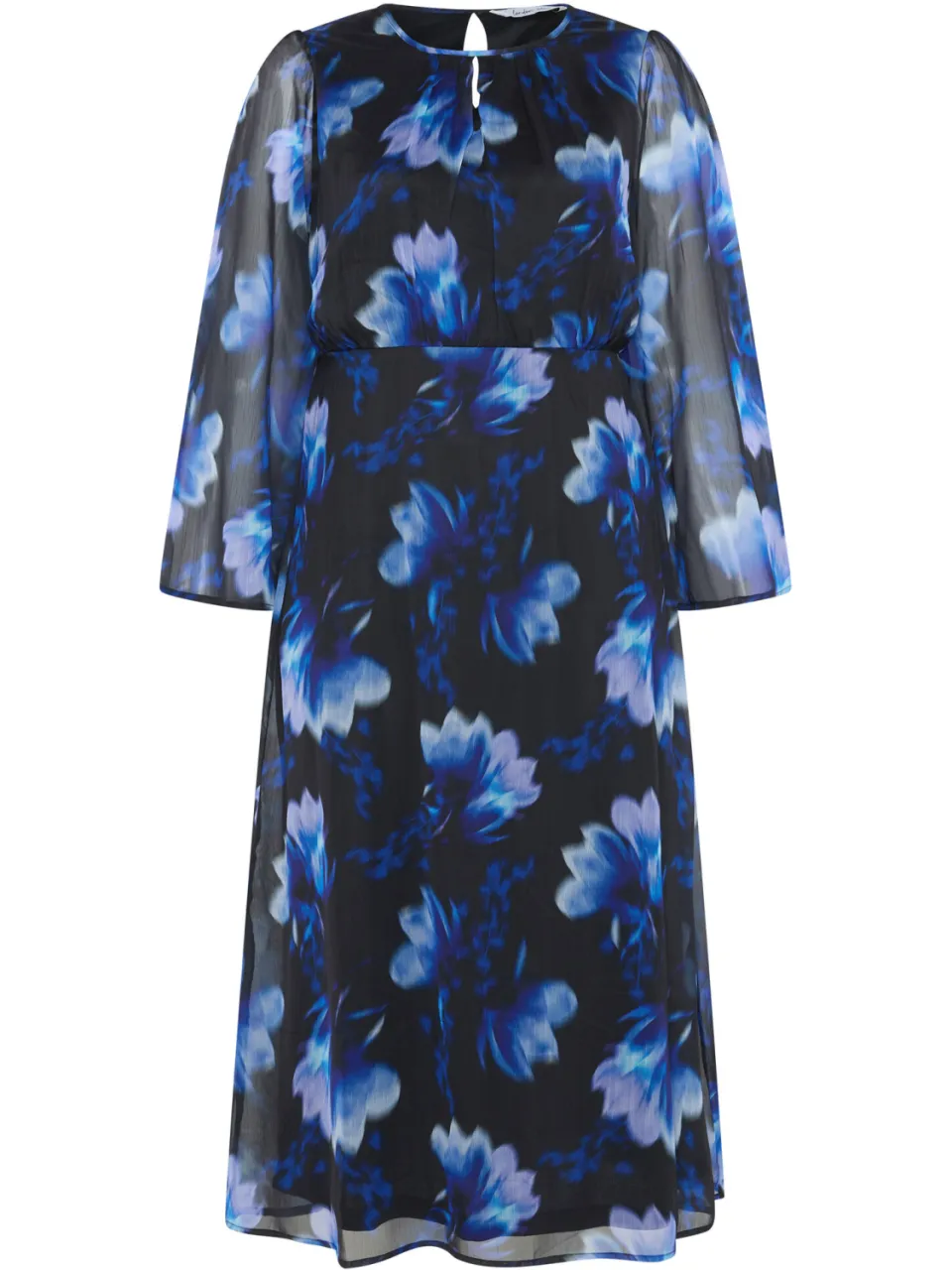 Yours London Zwarte Jurk Met Abstracte Bloemenprint En Sleutelgat, foto 4