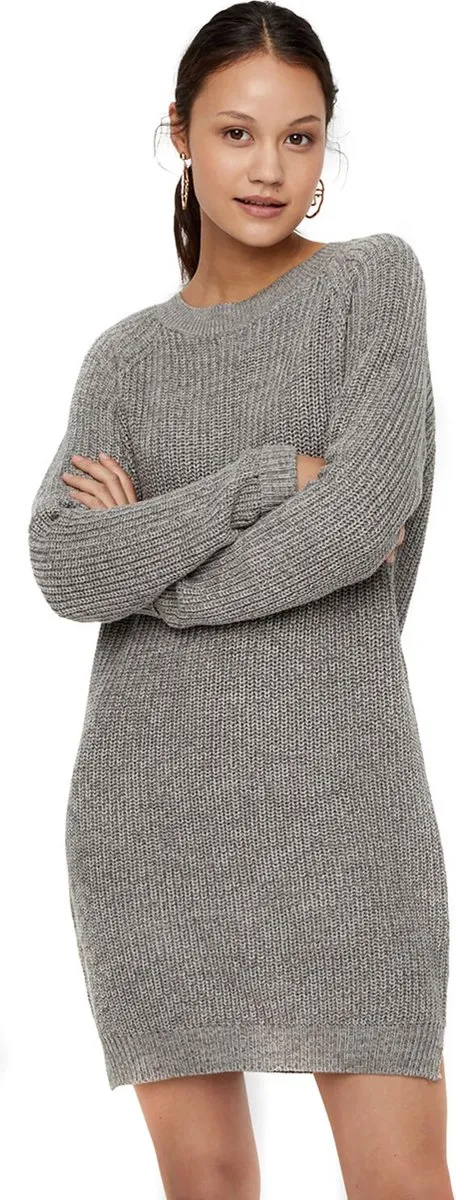 Noisy May Siesta O-Neck Knit Dames Mini-jurk - gemêleerd grijs