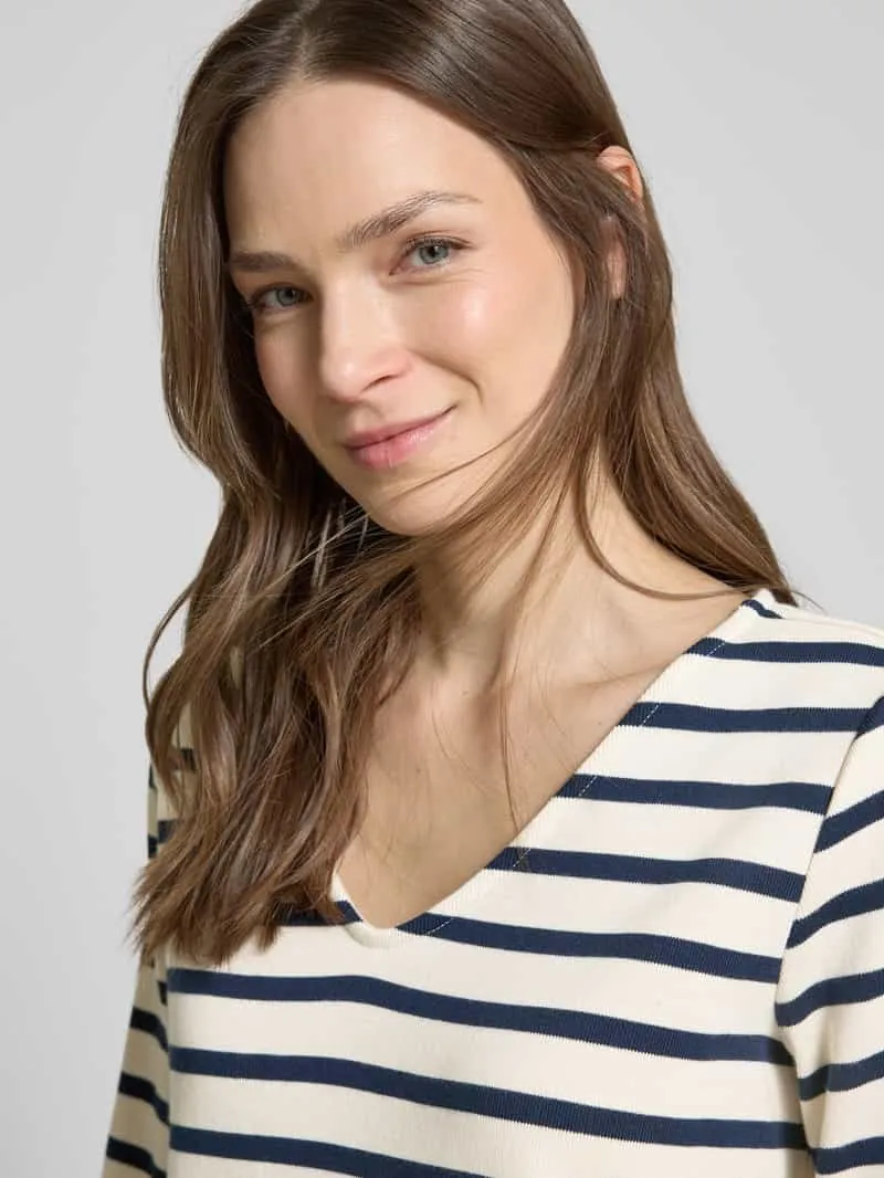 LANIUS Knielange T-shirtjurk met V-hals offwhite, foto 4