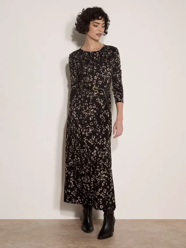 Apricot Maxi-jurk van jersey met luipaardprint grijs