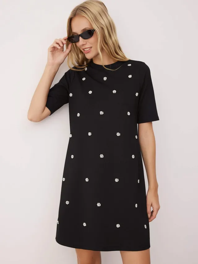 Trendyol TRENDYOLMİLLA Dames Zwart Effen Kort / Mini Kort Casual A-lijn Jurken