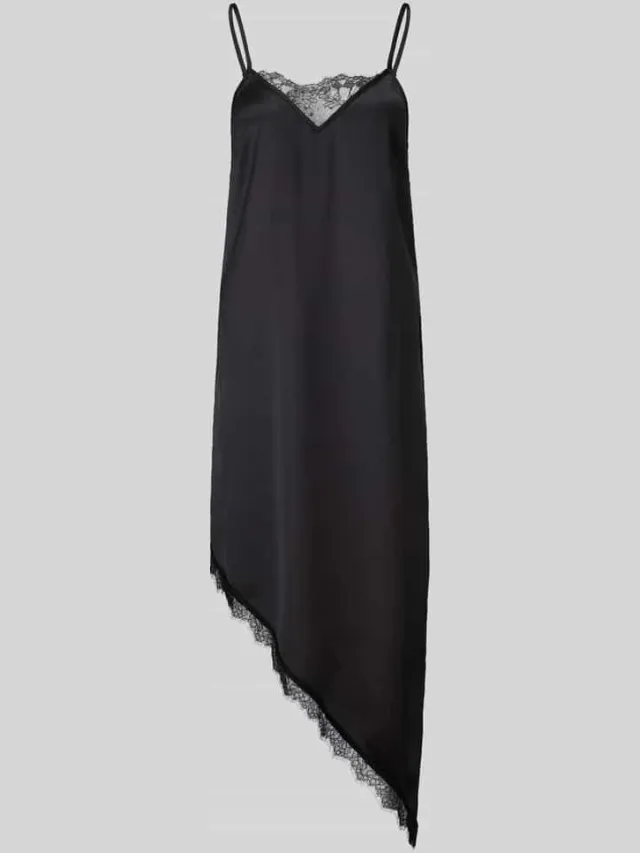 Pieces Vloeiende avondjurk met asymmetrische zoom model 'EVY' zwart, foto 2