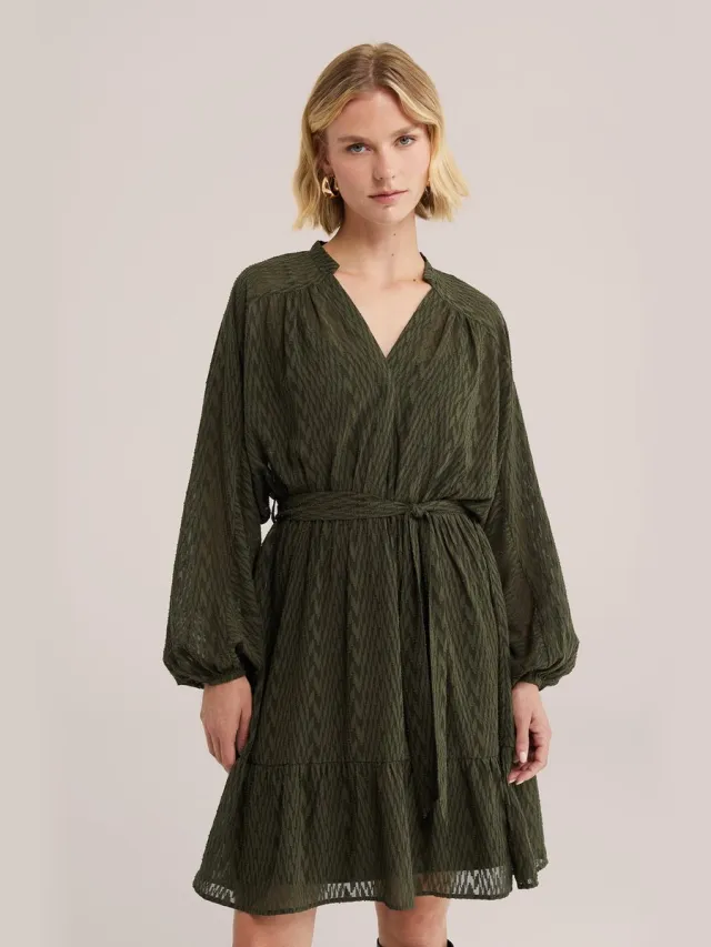WE Fashion Dames jurk met structuur olive green