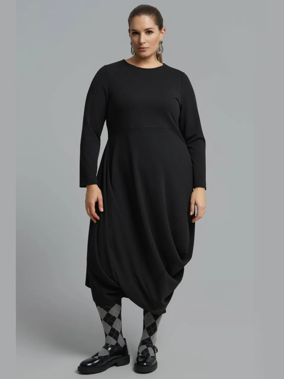 Mat Fashion Plus Size asymmetrische maxi jurk - zwart