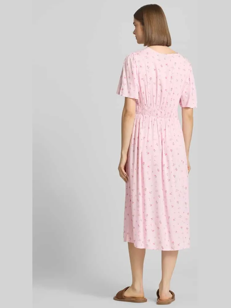 Pieces A-lijn midi-jurk van pure viscose model 'TALA' roze, foto 4