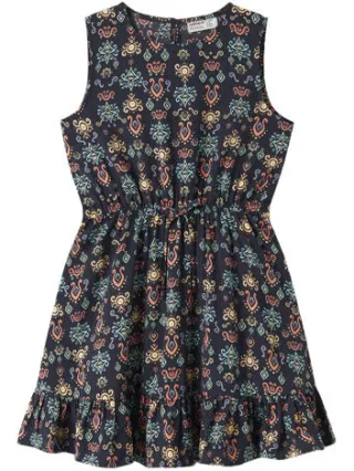 NAME IT NKFVINAYA midi jurk donkerblauw met print Donkerblauw/multicolor