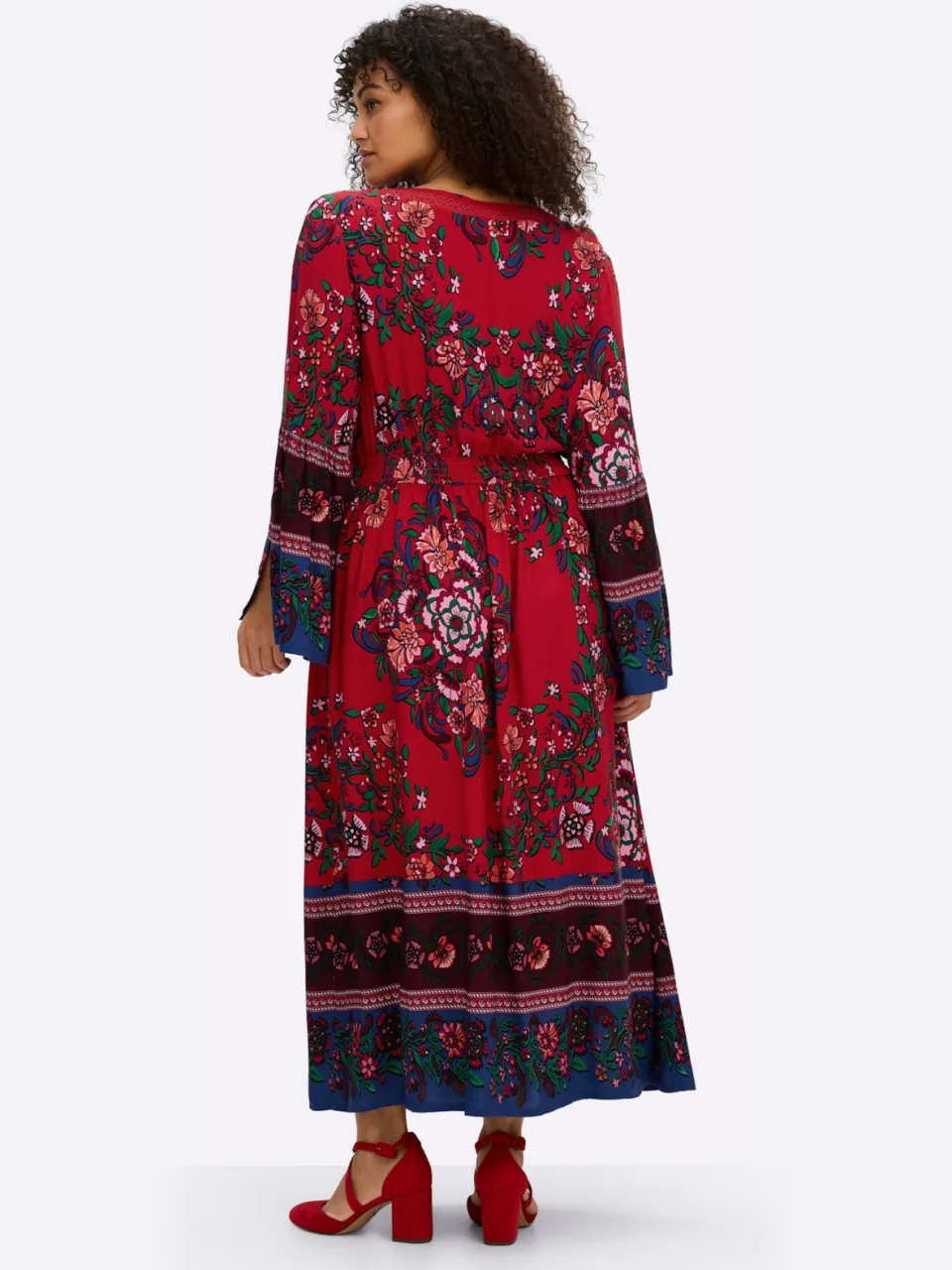 Maxi-jurk rood/bordeaux gedessineerd