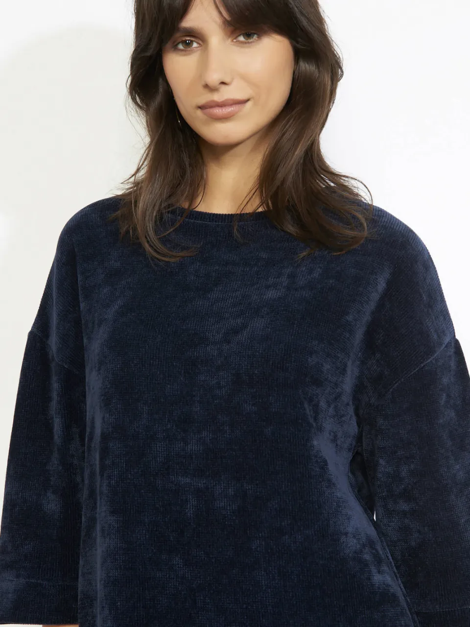 LOLALIZA velours midi-jurk marineblauw, foto 5