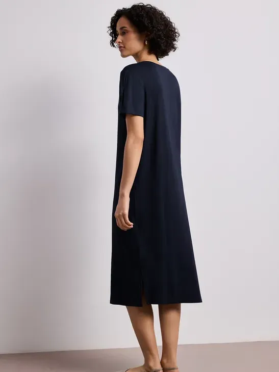 Street One Midi-jurk met korte mouwen en splitdetail blauw, foto 2