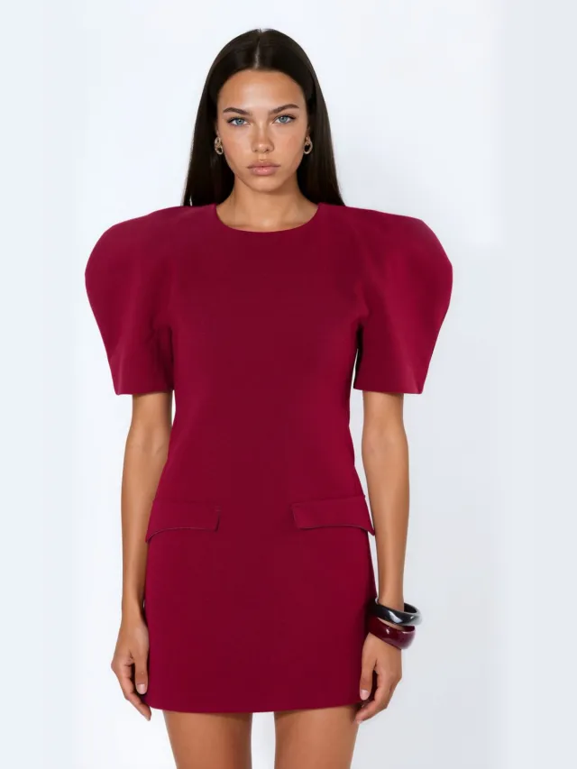 Busem Mini crepe jurk met zak en rits Kersenrood
