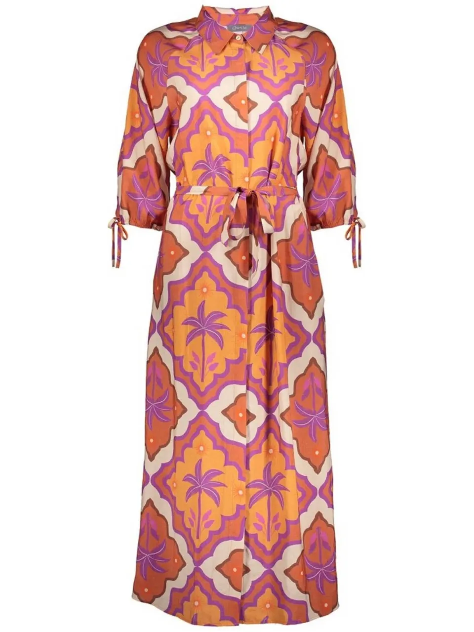 Geisha blousejurk met all over print oranje, foto 2