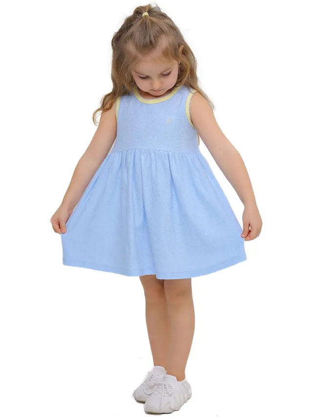 RobyKris Meisjes Badstof jurk - Katoen - Blauw-98