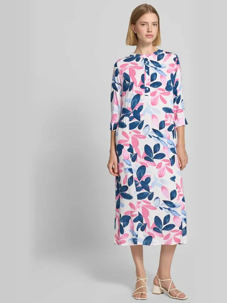 ZABAIONE Midi-jurk van viscose met 3/4-mouw model 'Ma44ilin' Marineblauw