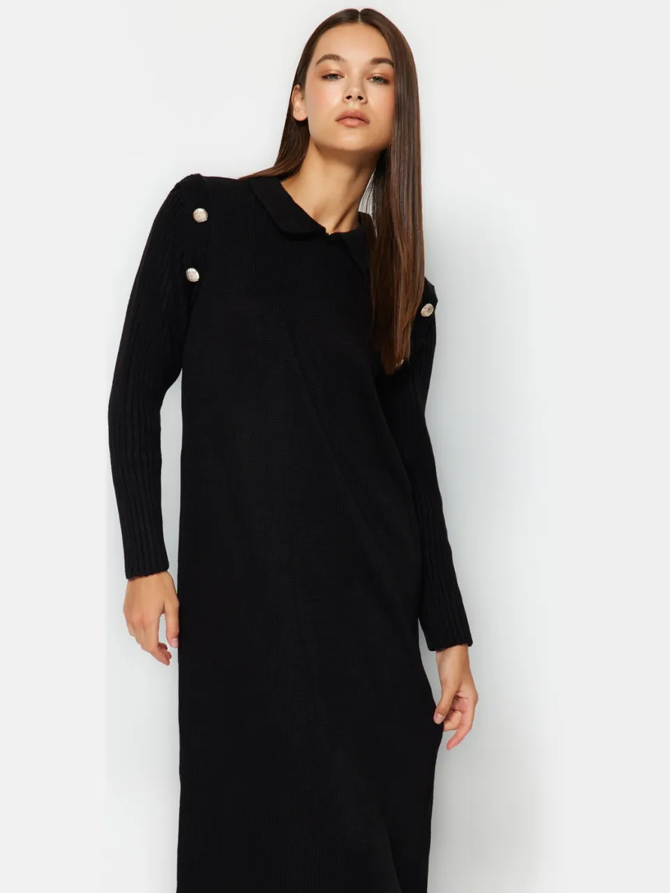 Trendyol Modest Dames Zwart Maxi Lang Casual Recht Modest Jurken, foto 2