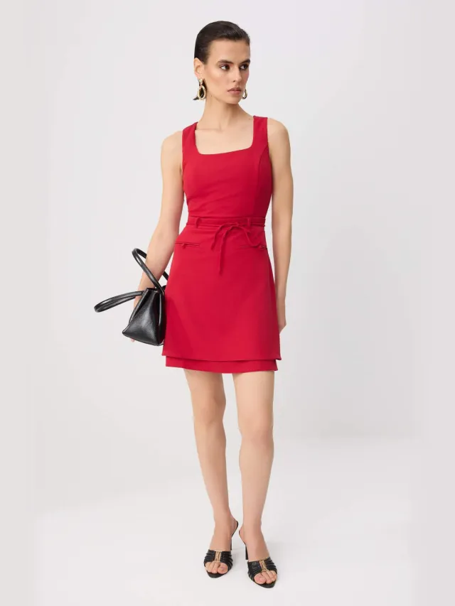Trendyol TRENDYOLMİLLA Dames Rood Effen Kort / Mini Mouwloos A-lijn Jurken