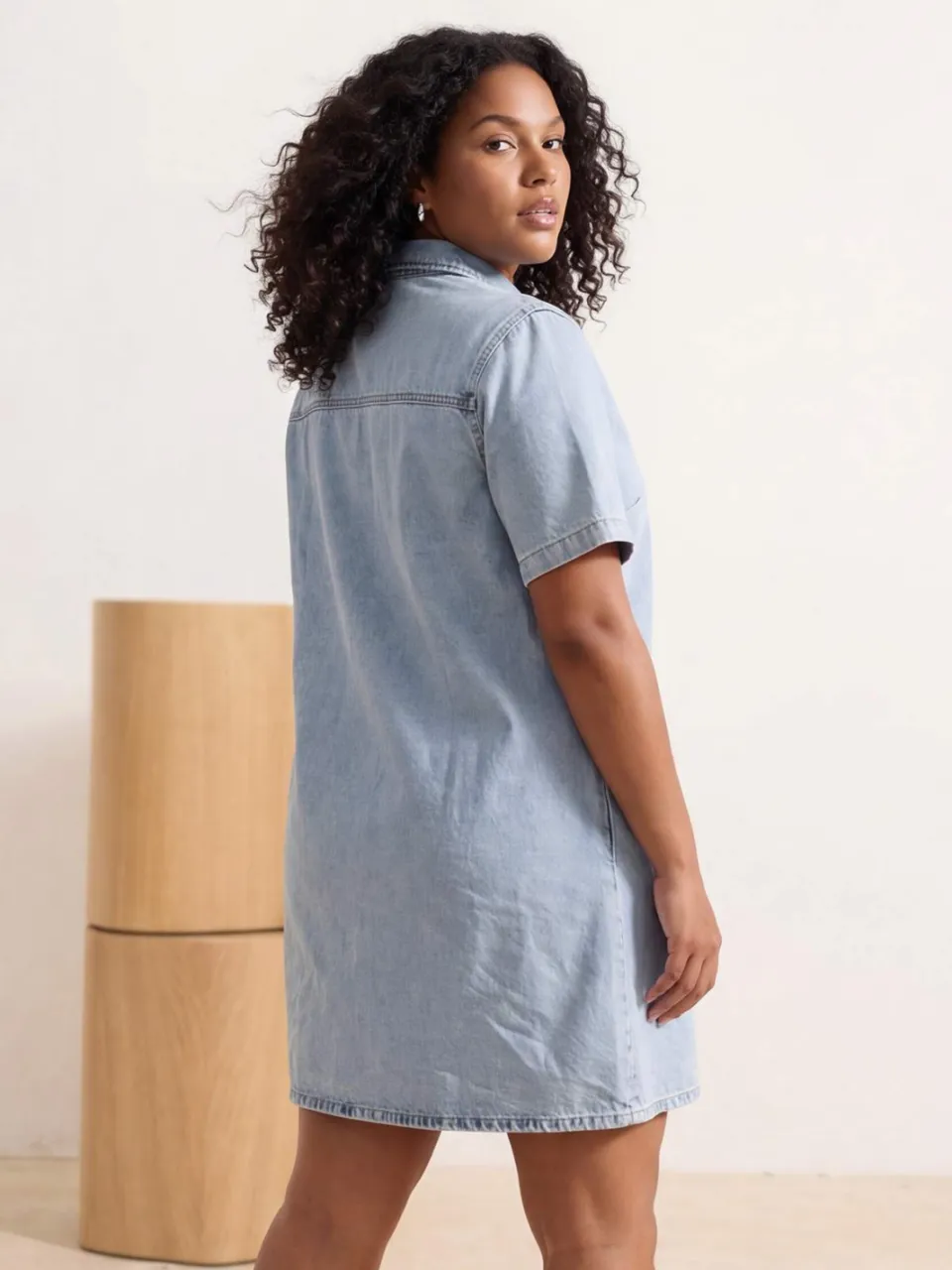 Trendyol Curve Dames Blauw Effen Kort / Mini Kort Casual Blousejurk Grote maten Jurk, foto 2