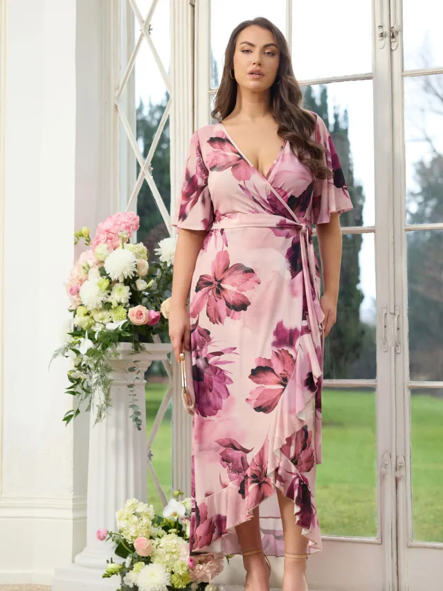 Yours London Roze Wikkeljurk Met Bloemenprint, foto 2