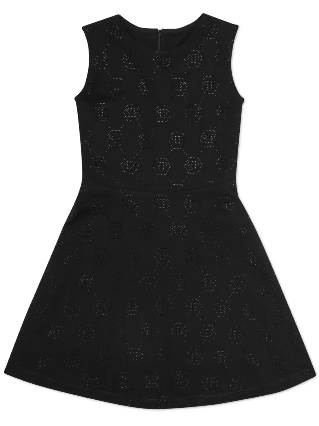 Philipp Plein Korte Jurk Monogram Zwart