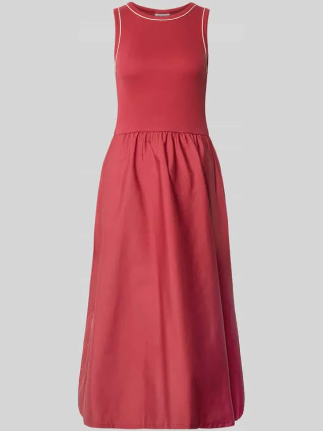 Jake*s Casual regular fit midi-jurk met ronde hals rood, foto 2