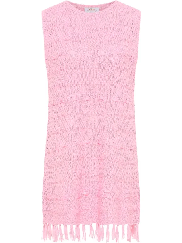 Usha Gebreide jurk roze