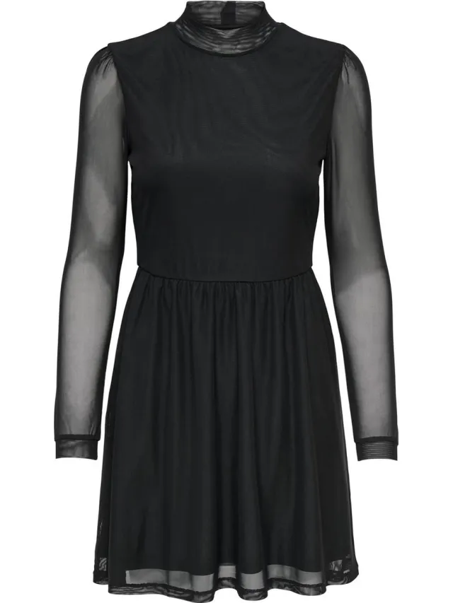 Only ONLERICA LIFE L/S HIGH NECK DRESS JRS Dames Midi-jurk - zwart