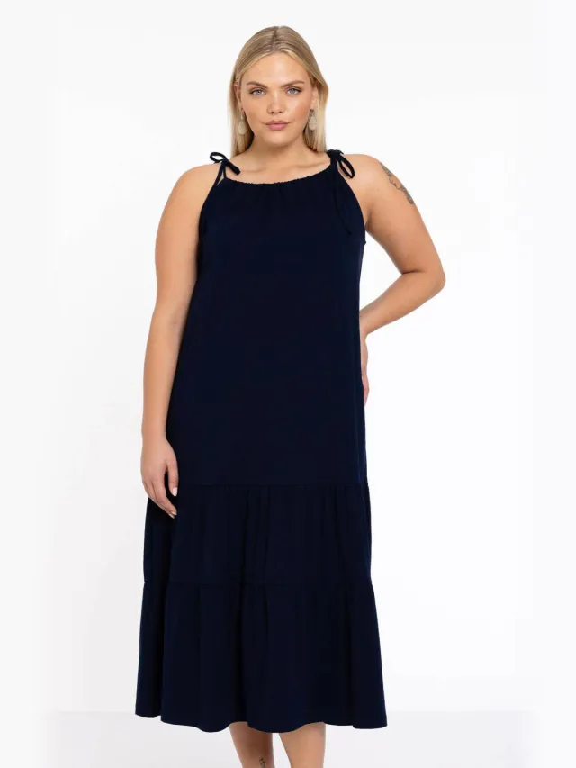 Yoek jurk donkerblauw