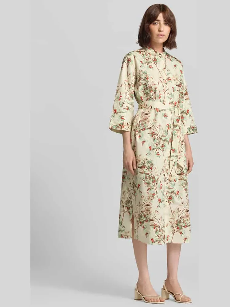 Fynch-Hatton Overhemdjurk in all-over look met strikceintuur offwhite, foto 4