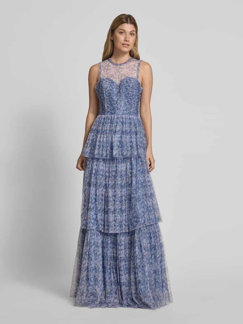 Hey Kyla Avondjurk van tule met laagjeslook Bleu