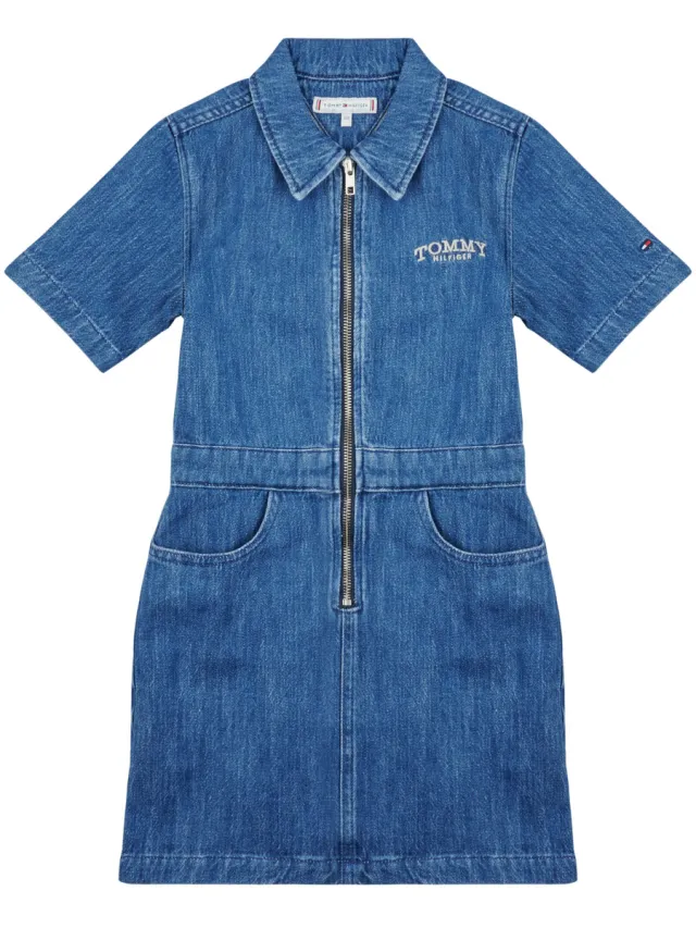 Tommy Hilfiger Korte Jurk Tommy Hilfiger ZIP SS DRESS WASHED Blauw