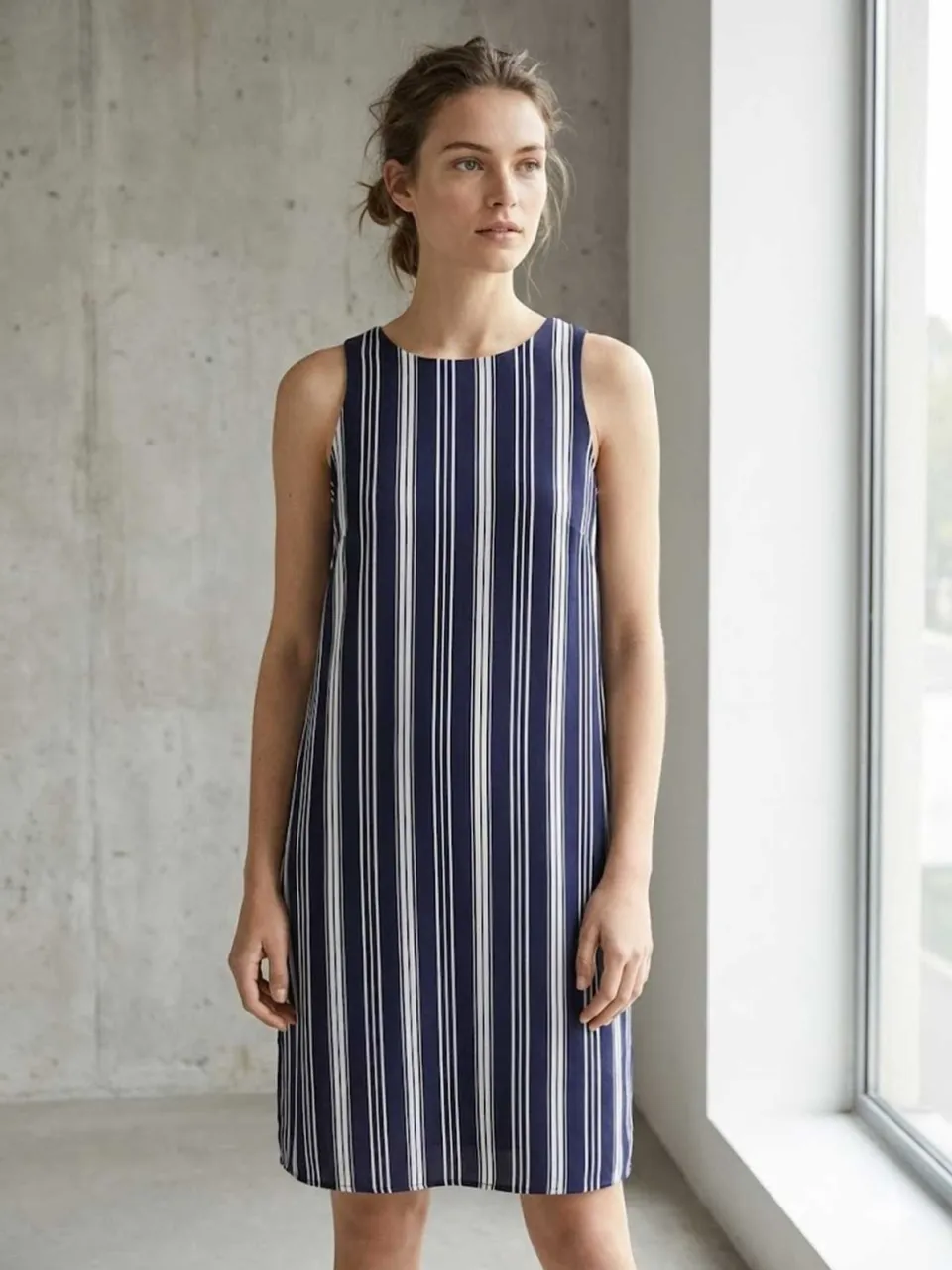 Conquista Mouwloze marineblauwe gestreepte jurk Blauw/Marineblauw