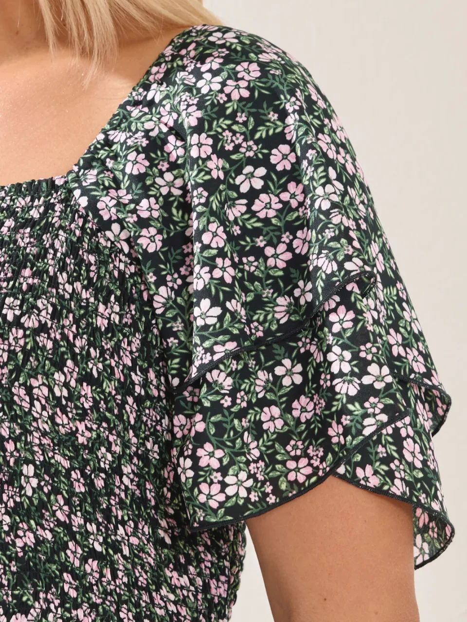 Yours Roze Maxijurk Met Bloemenprint En Smokwerk-64, foto 4