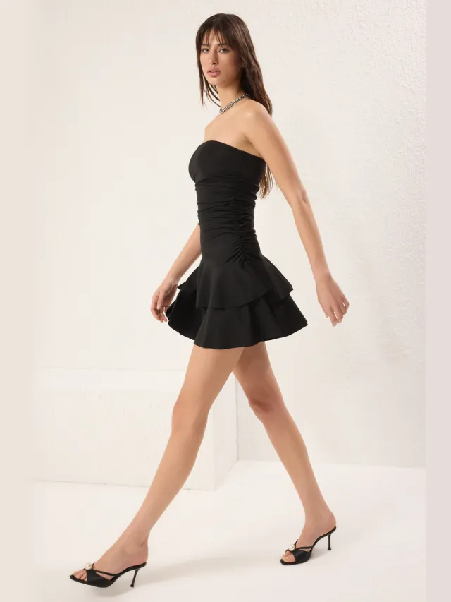 Trendyol TRENDYOLMİLLA Dames Zwart Effen Kort / Mini Mouwloos Stijlvol/Avond Skater Jurken