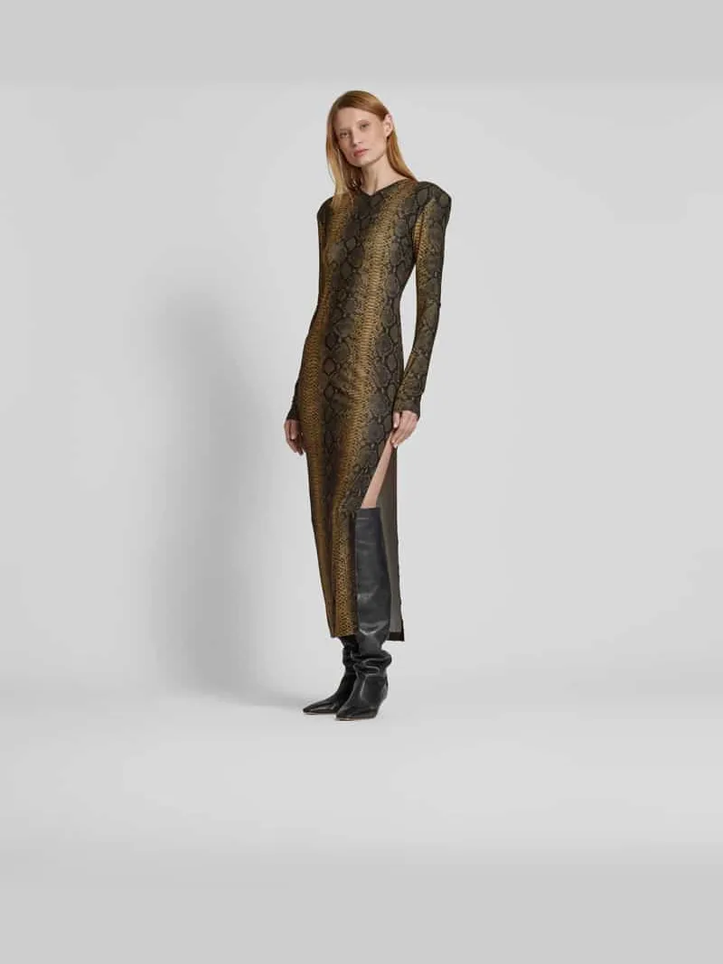 Norma Kamali Maxi-jurk met V-hals middenbruin, foto 4