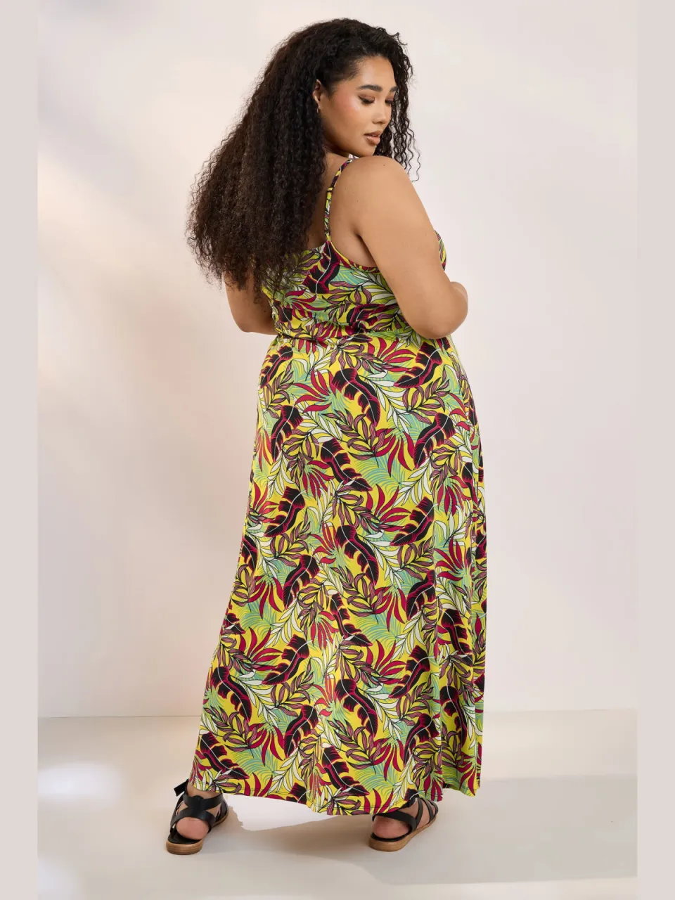 Yours Gele Maxijurk Met Tropische Bladprint-52 geel, foto 3