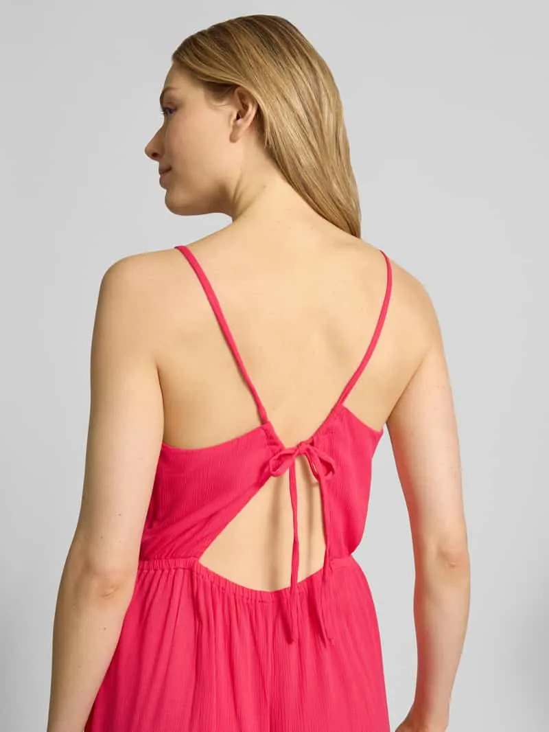 Ichi Midi-jurk van viscose met diepe ruguitsnijding felroze, foto 3