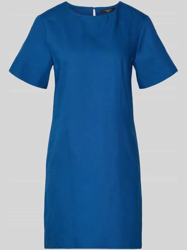 Max Mara Mini linnen jurk van mix van katoen en linnen model 'ALOA' koningsblauw, foto 2