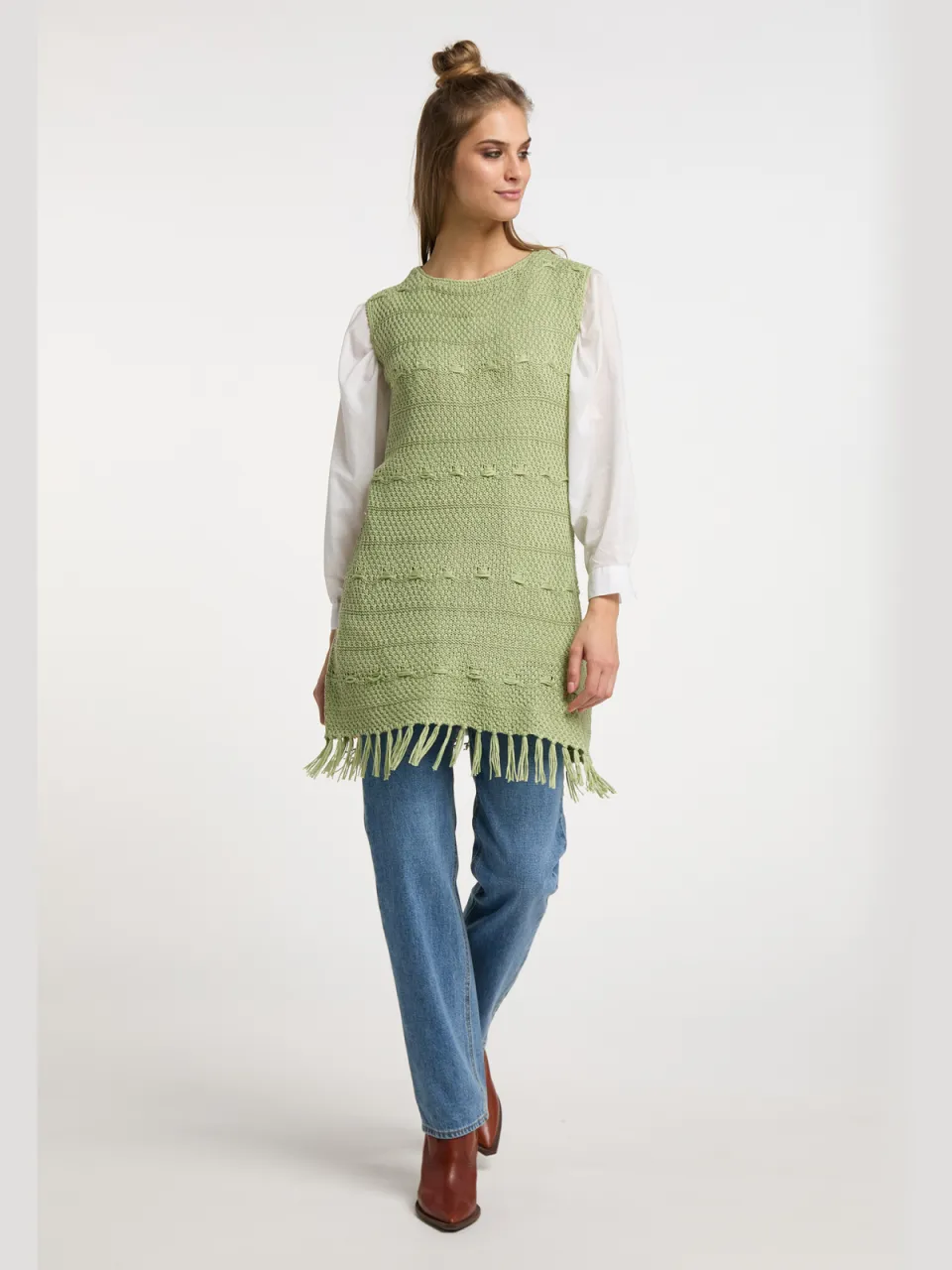 Usha Gebreide jurk Dames munt Mint