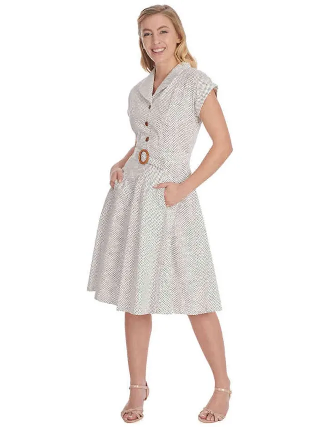 Banned Polka Dot Dance Flare jurk - XL - Wit
