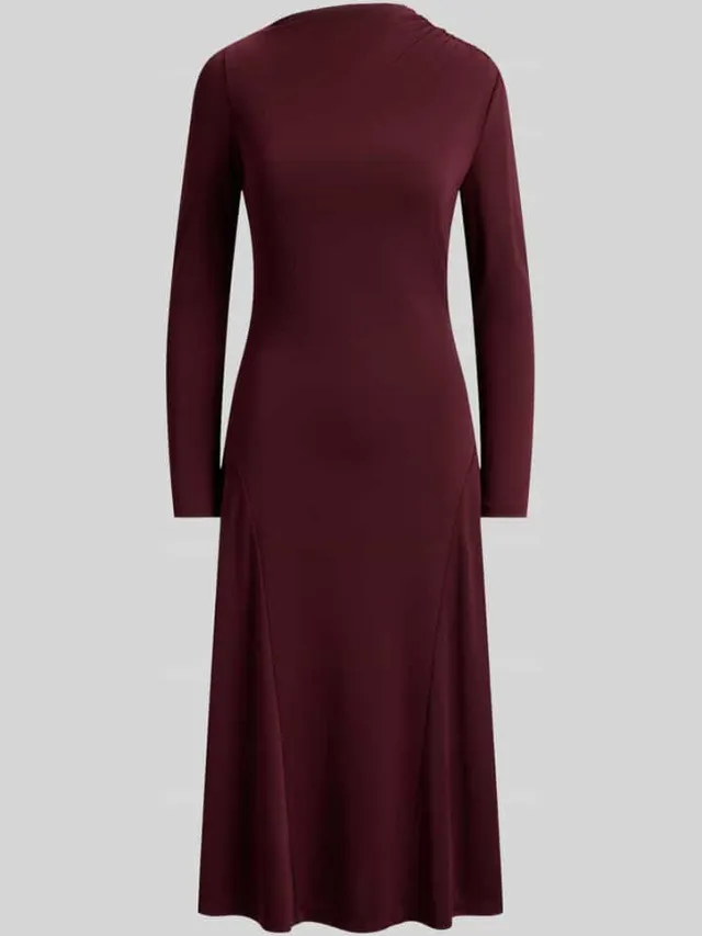 Lauren Ralph Lauren fit and flare vrijetijdsjurk met lange mouwen bordeaux, foto 2