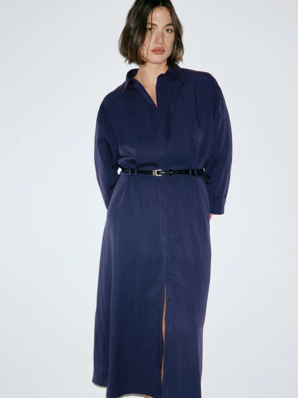 Mango blousejurk met ceintuur - blauw, foto 4