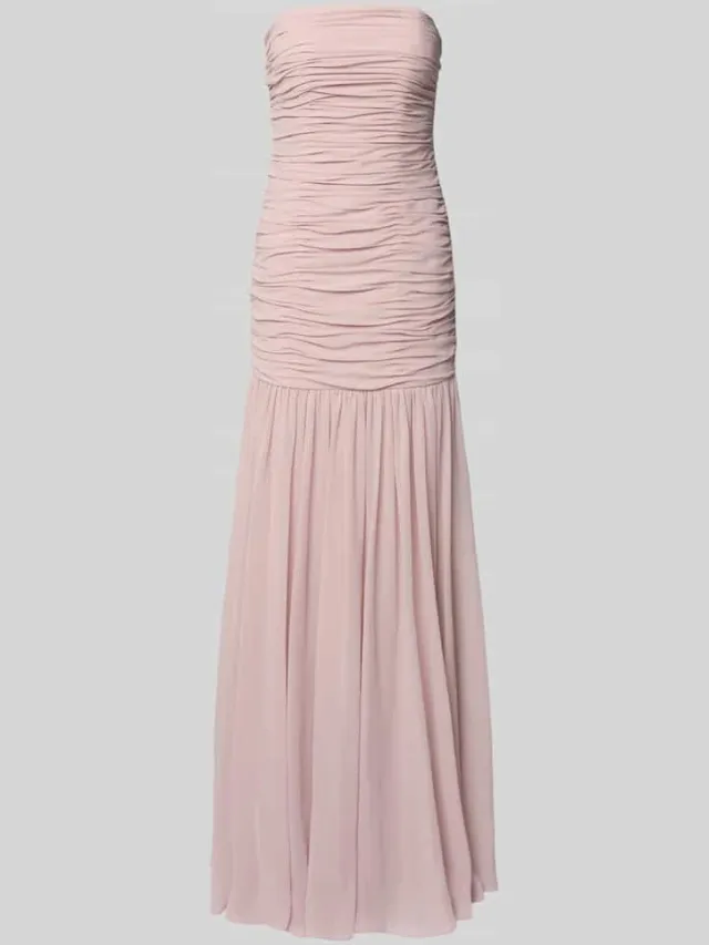 Unique Maxi-jurk in off-shoulder-look met rimpelingen roze, foto 2