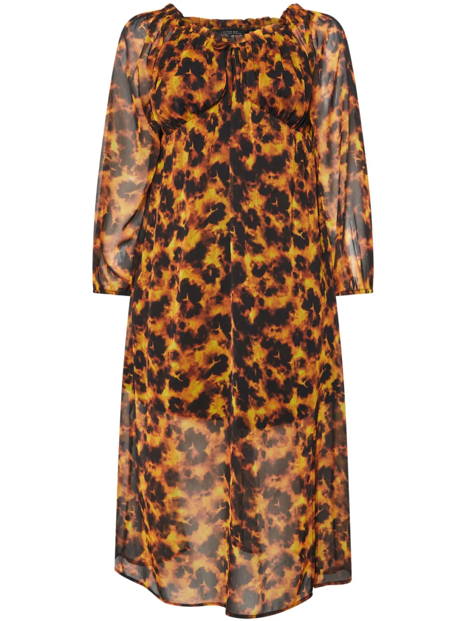 Limited Collection Bruine Tortoiseshell Ruffle Maxijurk, foto 3